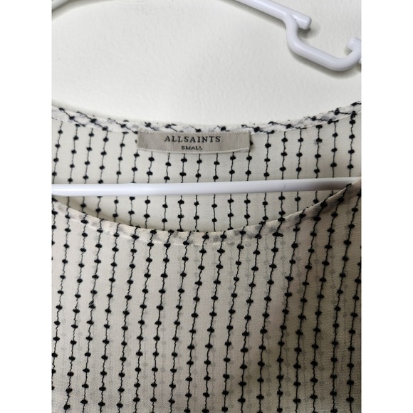 AllSaints Evia Embroidered Ruffle Trim Long Sleeve Top‎ Small - Picture 4 of 7